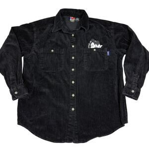 Vintage Mickey Unlimited Adult Size M Mickey Black Corduroy Button Up Shirt